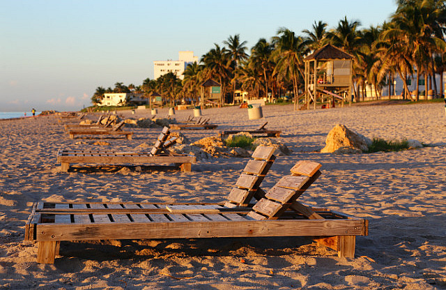 Soleil du matin sur la plage de Deerfield